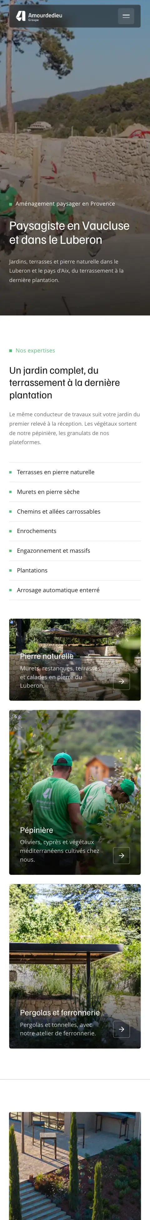 Amourdedieu sur mobile, page Paysage
