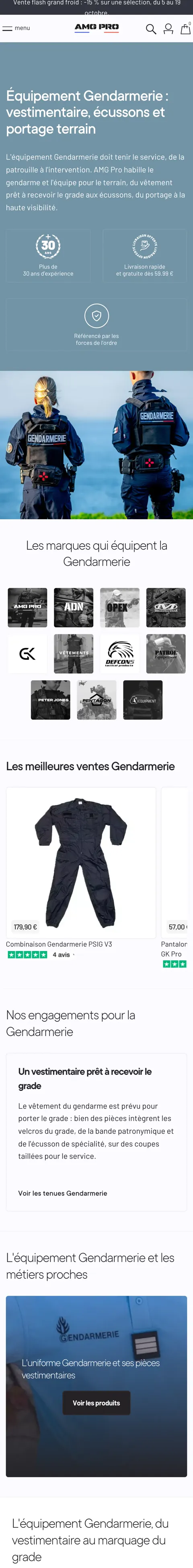 AMG Pro sur mobile, catégorie gendarmerie