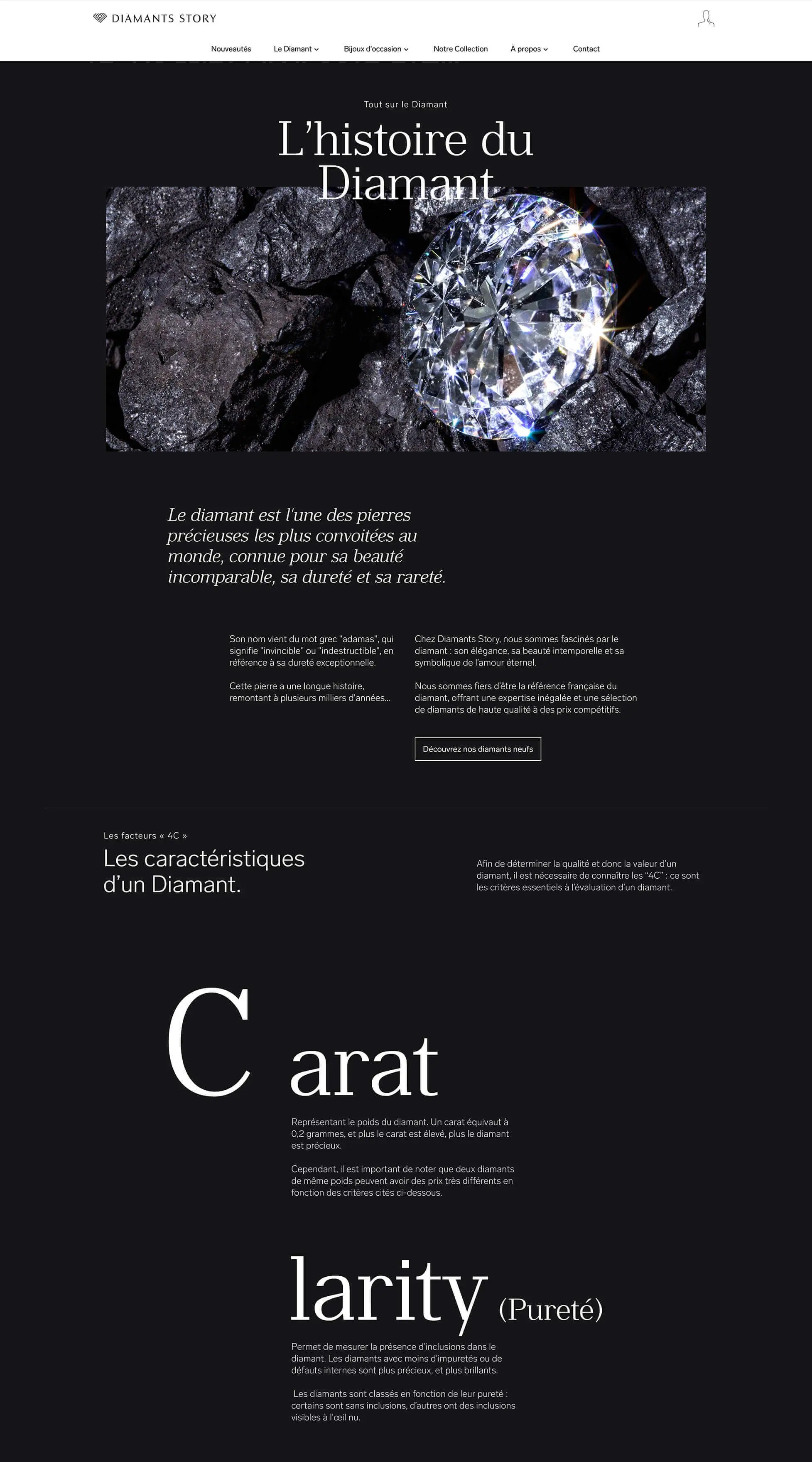 Diamants Story — Landing page