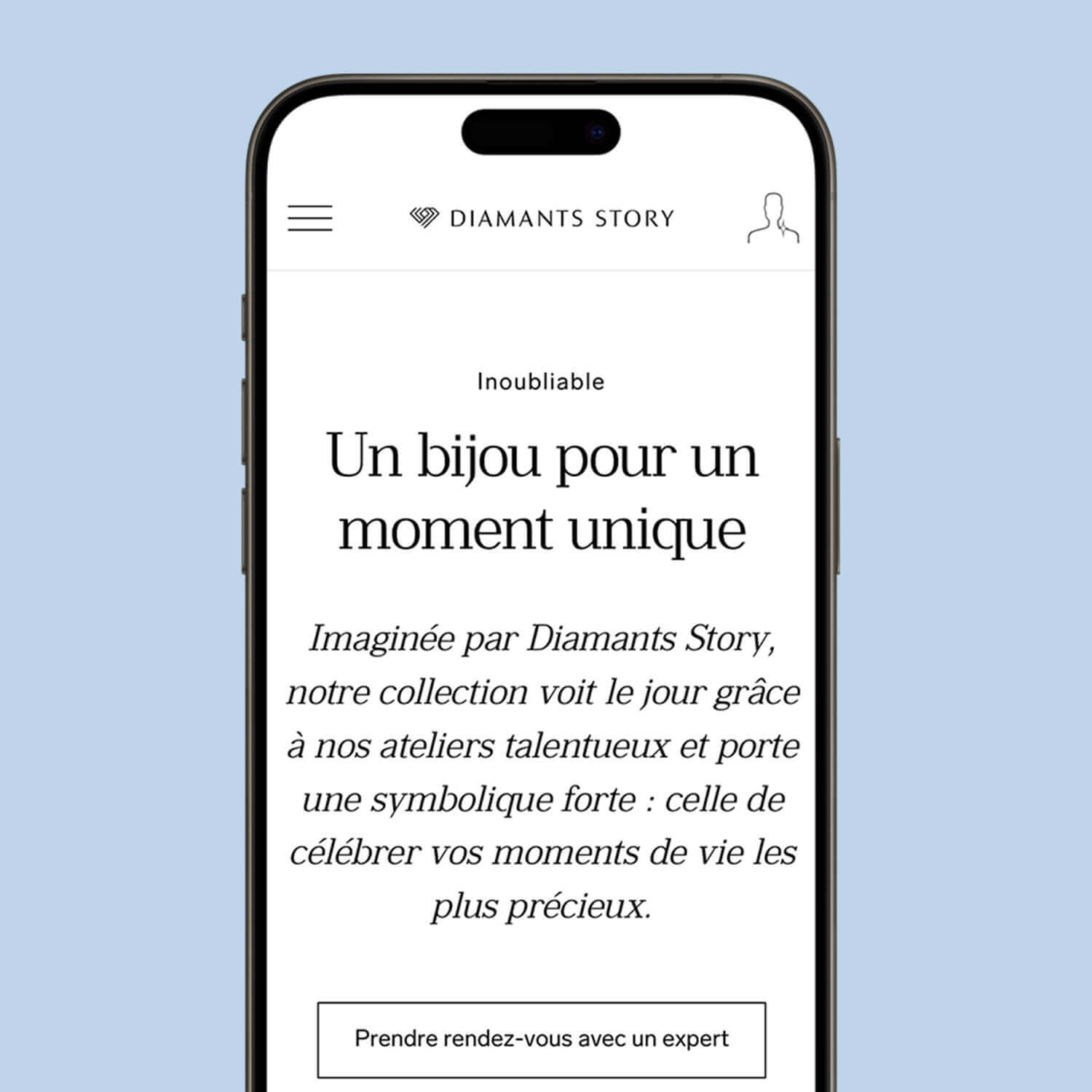 Page mobile Diamants Story